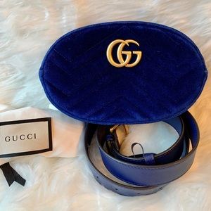 Sold Gucci Marmont Matelasse Blue Velvet Belt Bag